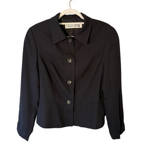 Della Spiga Vintage Women's Black Minimalist Blazer Size 8 Office Business